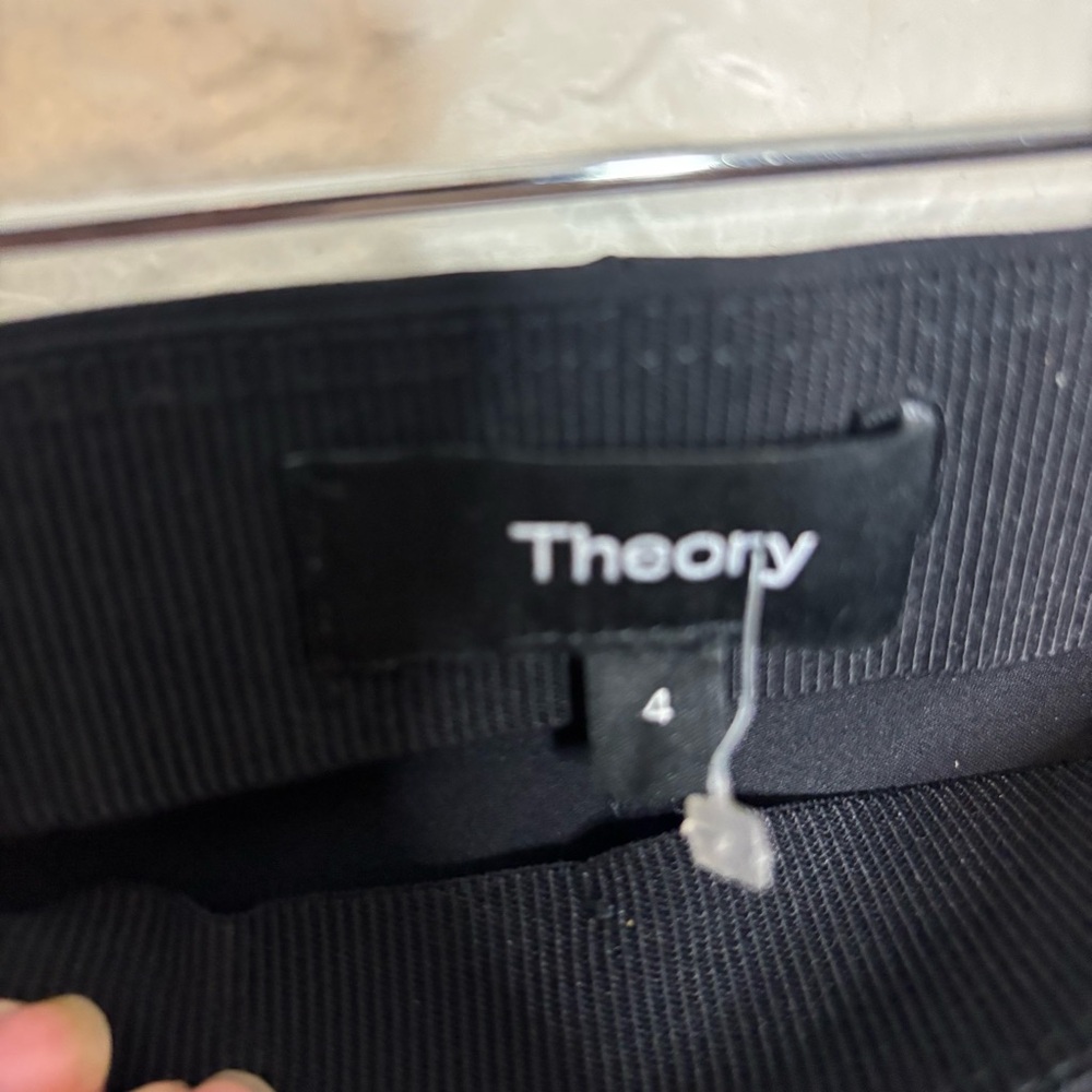 Theory Slit Stretch Scuba Kenett Black Legging Pants Size 4 - Picture 7 of 10